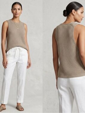 VINCE Italian Knit Tank Top in Taupe